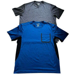 Duluth Trading Company Lot of 2 Mens Tops Sz L Blue Alaskan Hardgear/Gray Tech